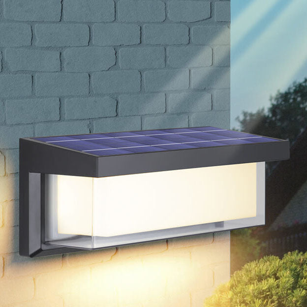 Moderner minimalistischer solarbetriebener rechteckiger PC-LED-Außenwandlampen für den Außenpatio | Brehn
