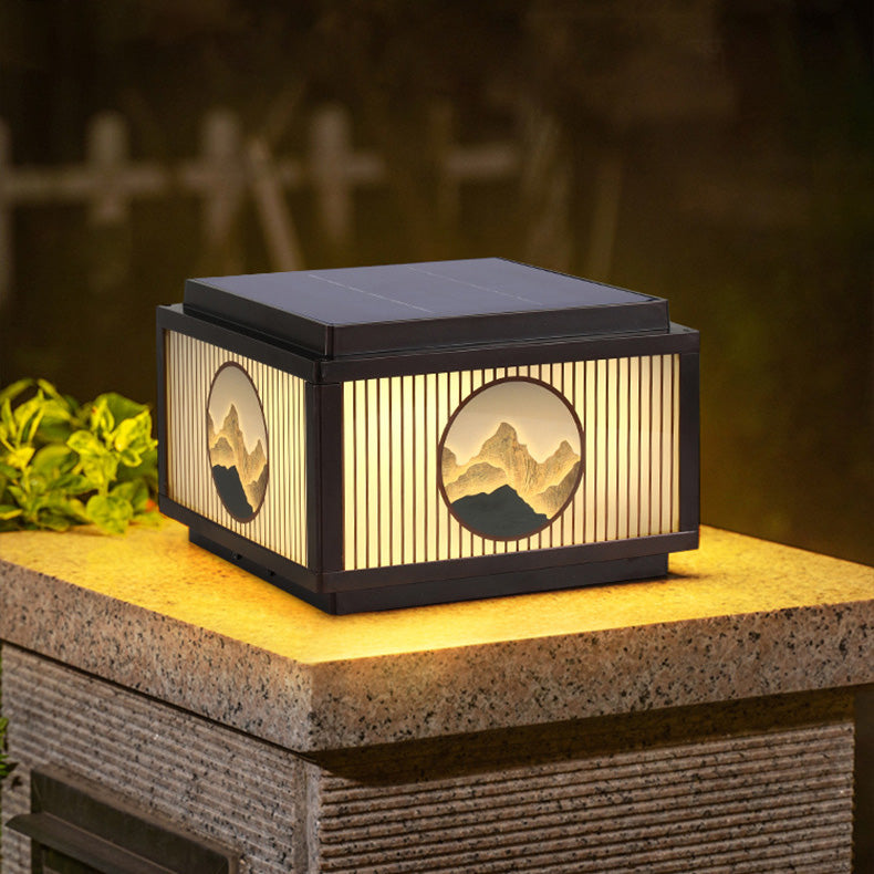 Modern minimalist Solar wasserdicht quadratisch Aluminium Glas LED Postkopflicht für Garten | Brehn