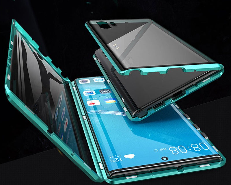 Magnetisches gehärtetes Glas doppelseitige Telefonhülle für Samsung