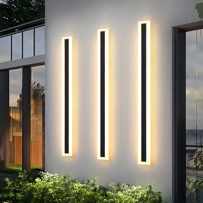 Modern Minimalist Lange Rechteckige Aluminium Acryl LED Wandleuchte Lampe Für Garten | Brehn