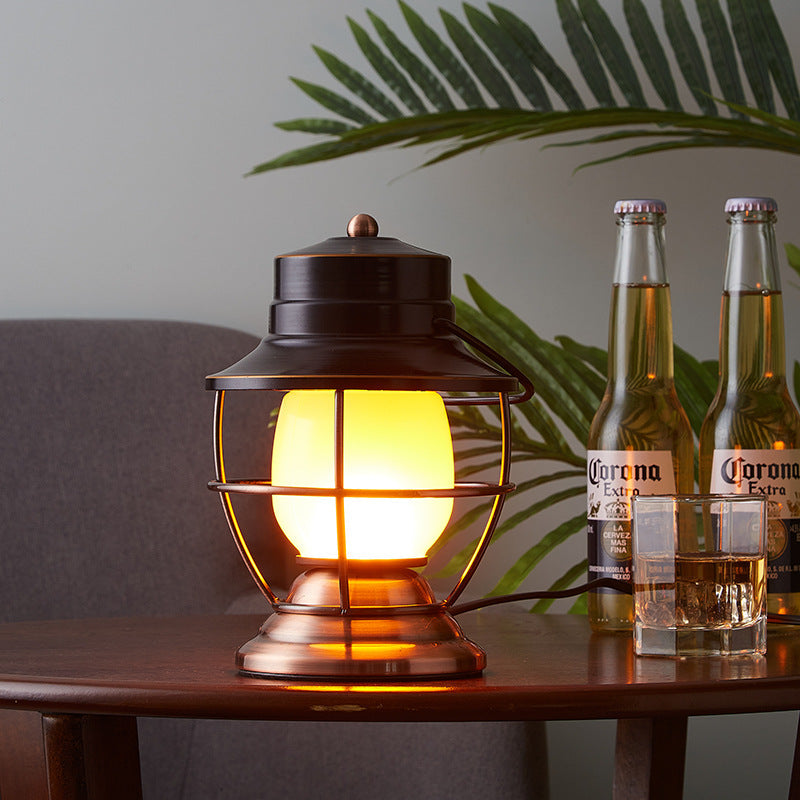 Traditionelles Bauernhaus Wasserdichte Wiederaufladbare Eisen Acryl Zylinder LED Tischlampe Für Unterhaltungsraum | Brehn