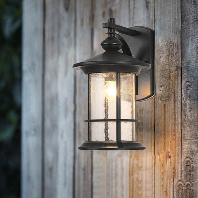 Industrielle Vintage Blasen-Glas-Säule 1-Licht Außen wasserdichte Wand Leuchte Lampe | Brehn