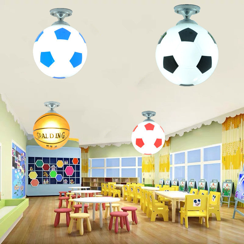 Brehn | SportLume Kreative Deckenleuchte | Basketball & Fußball Design | Halbmontage | Glaslampe