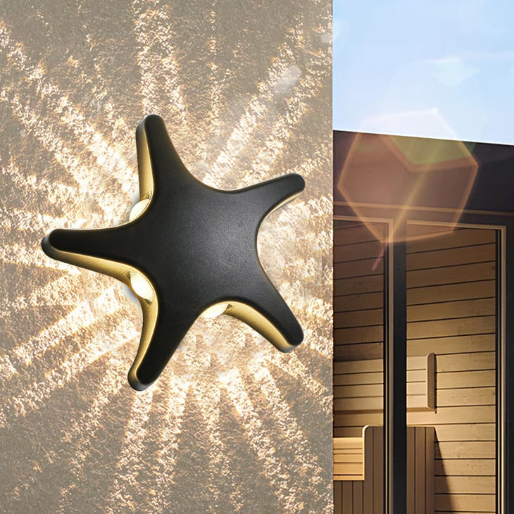 Moderne, schlichte LED-Wandleuchte aus Aluminium im Seestern-Design, wasserdicht, für die Terrasse