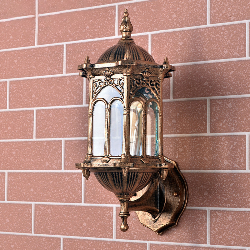 Traditionelle europäische wasserdichte Zylinder-Aluminium-Glas 1-Lampen-Wandlampe für den Garten | Brehn