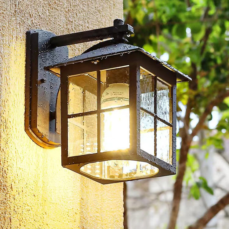 Moderne Einfachheit Wasserdicht Aluminium Quadrat Glas Schirm 1-Licht Wand Sconce Lampe Für Outdoor Patio | Brehn