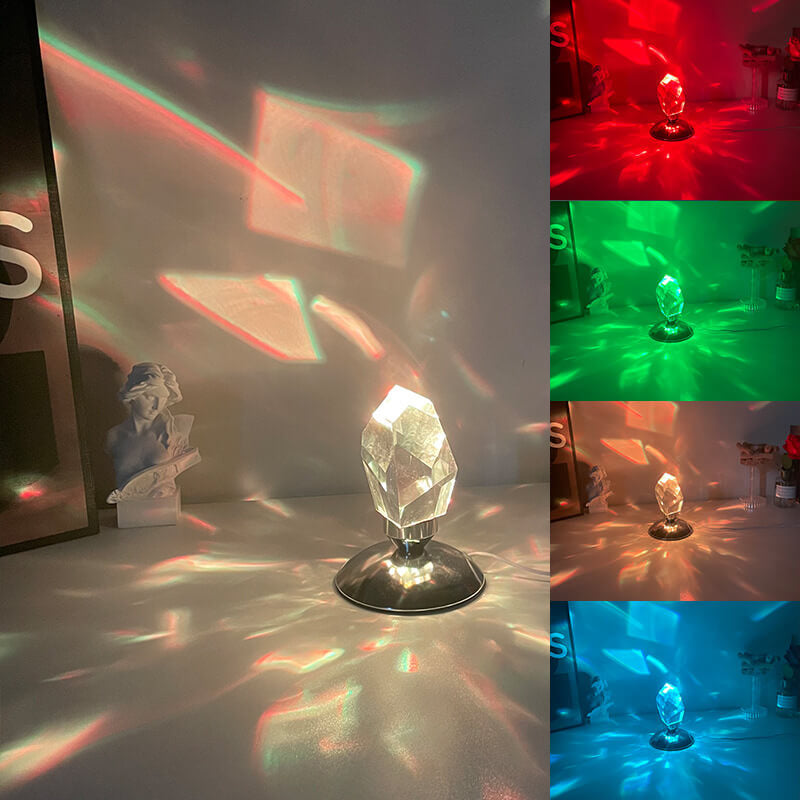 Brehn | LuxorLite Diamant Crystal LED Tischlampe | Luxuriöses Stimmungslicht | 3- oder 16-Farbenwechsel | Kabelloses Nachtlicht