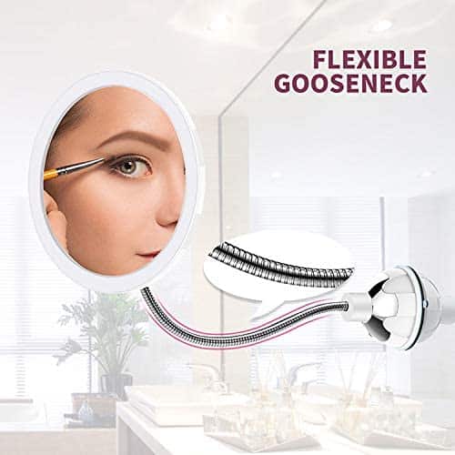 Schminkspiegel mit LED &amp; Vergrößerung - mit Saugnapf und flexiblem Arm | Brehn