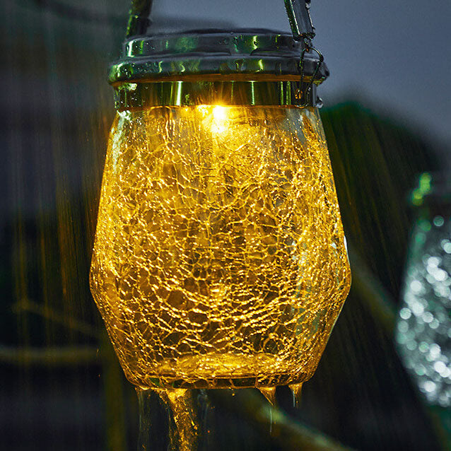 Zeitgenössische kreative Crackle-Glasflasche Stern-Dekor LED Solar-Lichterkette für den Außenbereich Patio | Brehn