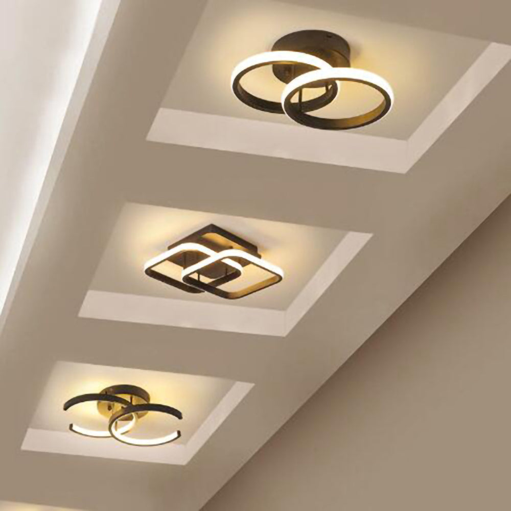 Deckenleuchte mit LED-Beleuchtung, schwarzem Metallrahmen