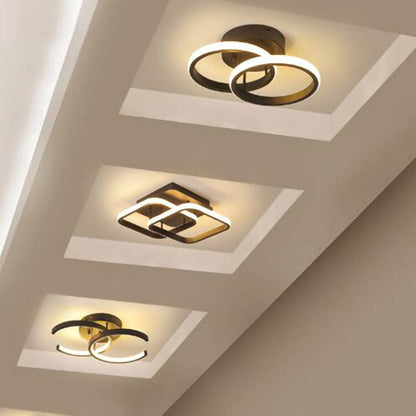 Deckenleuchte mit LED-Beleuchtung, schwarzem Metallrahmen