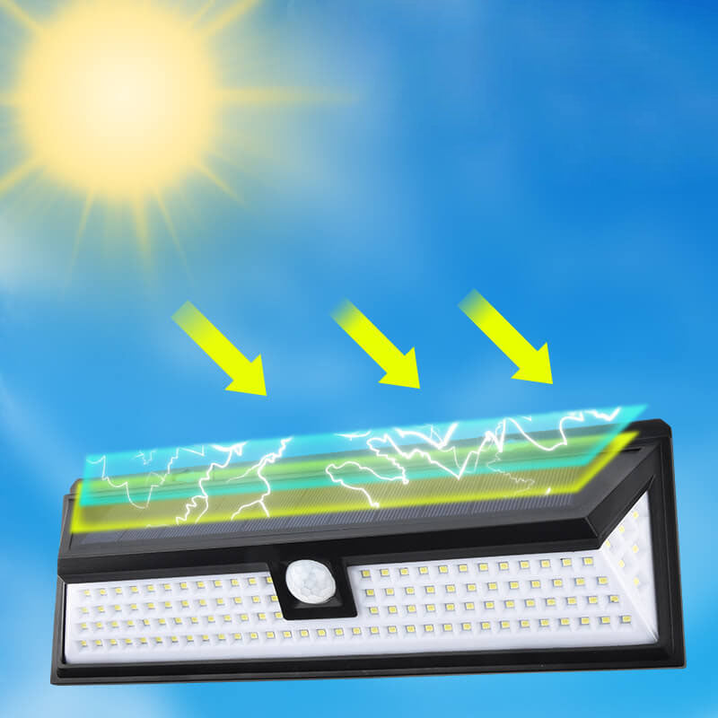 Moderne schwarze rechteckige menschliche Sensor Solar wasserdichte Außen Garten LED Wandlampe | Brehn