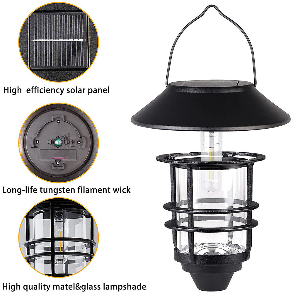 Zeitgenössische Retro Solar Wasserdicht Aluminium Glas Laterne Zylinder 1-Licht Hängende Wand Scone Lampe Für Außenpatio | Brehn