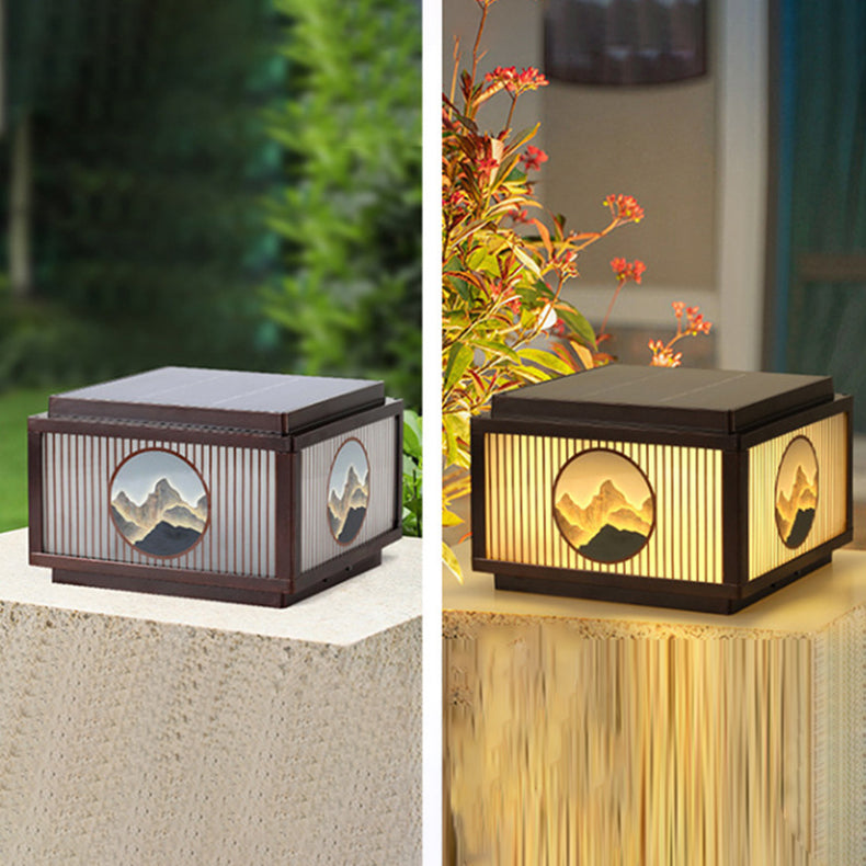 Traditionelle chinesische Aluminium-Glas-Quadrat-LED-wasserdichte Solar-Landschaftsleuchte für den Außenbereich Patio | Brehn