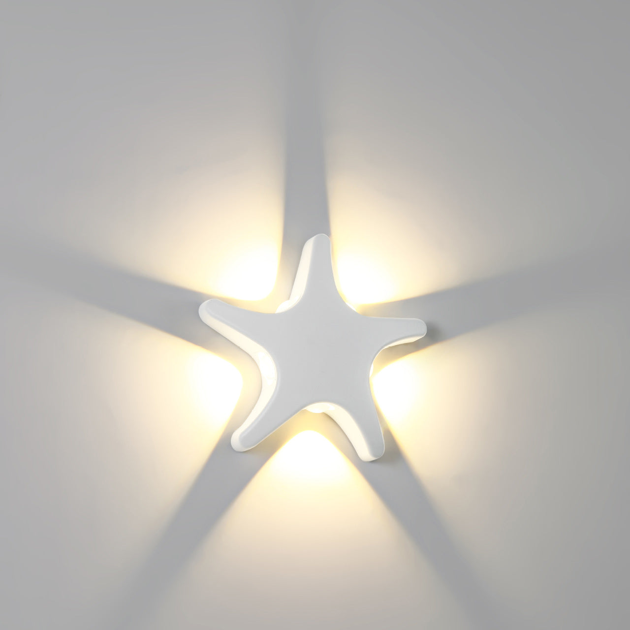 Moderne, schlichte LED-Wandleuchte aus Aluminium im Seestern-Design, wasserdicht, für die Terrasse