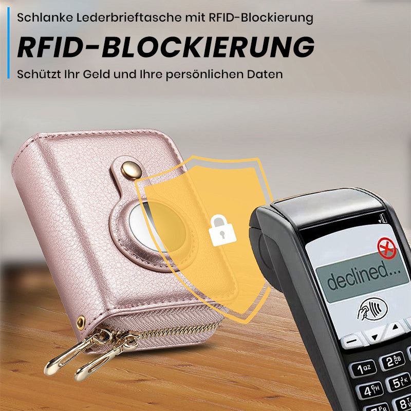 Brehn | Intelligente AirTag-Reißverschluss-RFID-Leder-Geldbörse