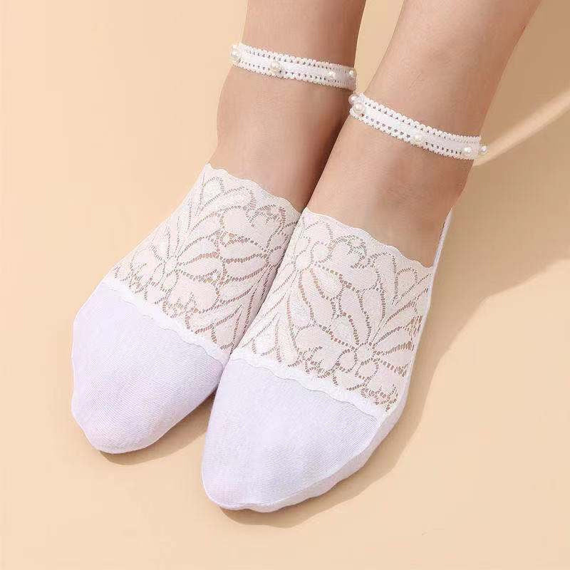 Brehn | Elegante Perlen Spitzen Socken