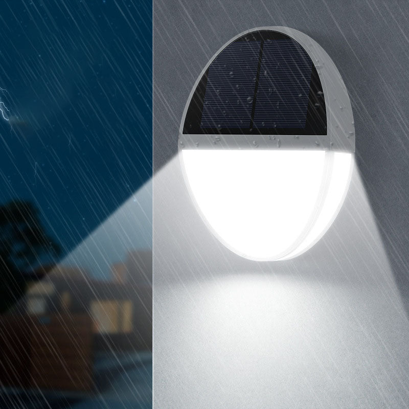 Solarbetriebene, wasserdichte, runde, flache LED-Wandleuchte mit Radarsensor für den Außenbereich