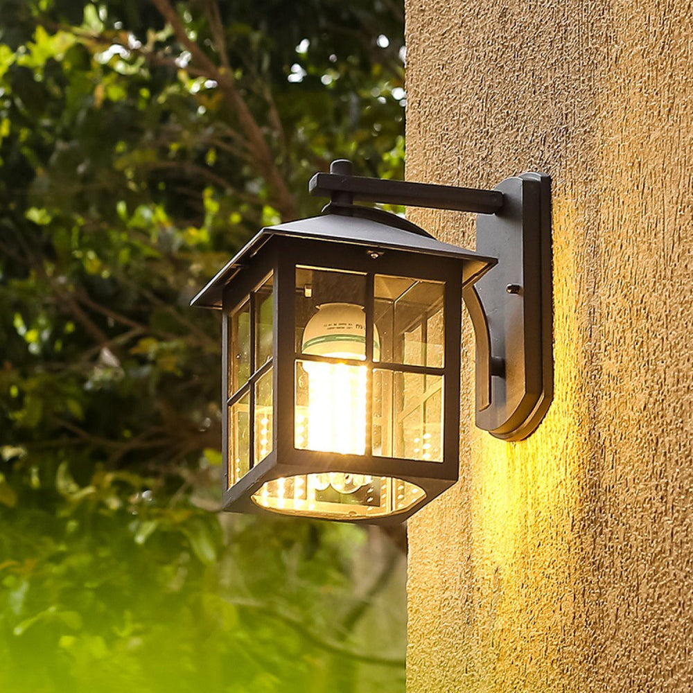 Moderne Einfachheit Wasserdicht Aluminium Quadrat Glas Schirm 1-Licht Wand Sconce Lampe Für Outdoor Patio | Brehn