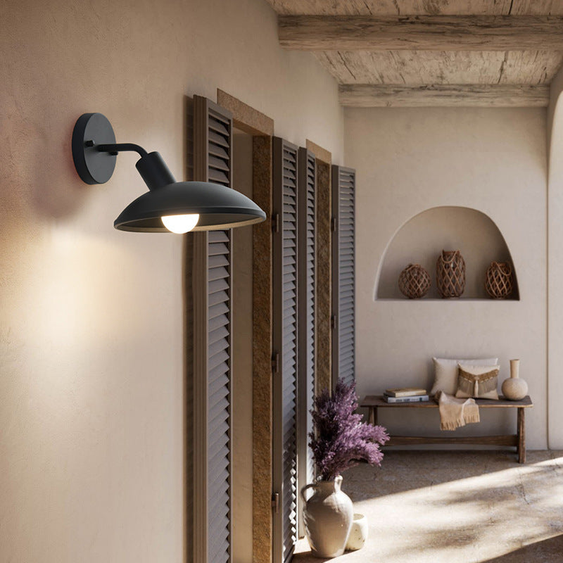 Moderne Minimalistische Wasserdichte Runde Eisen 1-Lampe Wand Sconce Lampe Für Außenpatio | Brehn