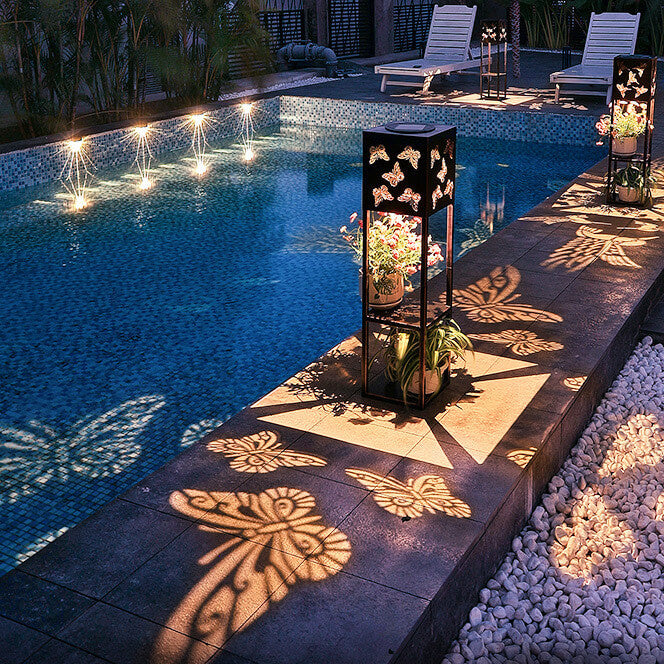 Solar Schmetterlingslicht Schatten Quadrat Regal Pflanzer Licht Garten Dekorativ Außen Wasserdicht Patio Außenlicht | Brehn