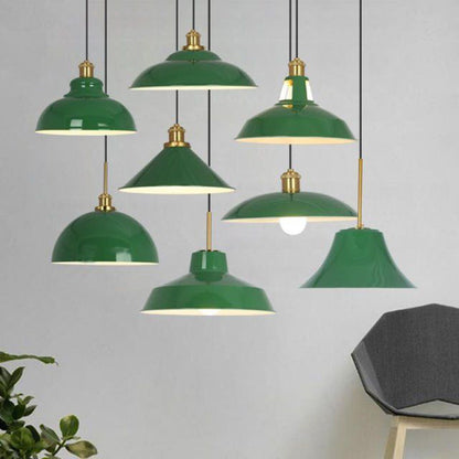 RetroDome Pendelleuchte im Industrie-Vintage-Stil | Grünes Eisenkuppel-Design | Einzelflammig | Rustikale Deckenbeleuchtung