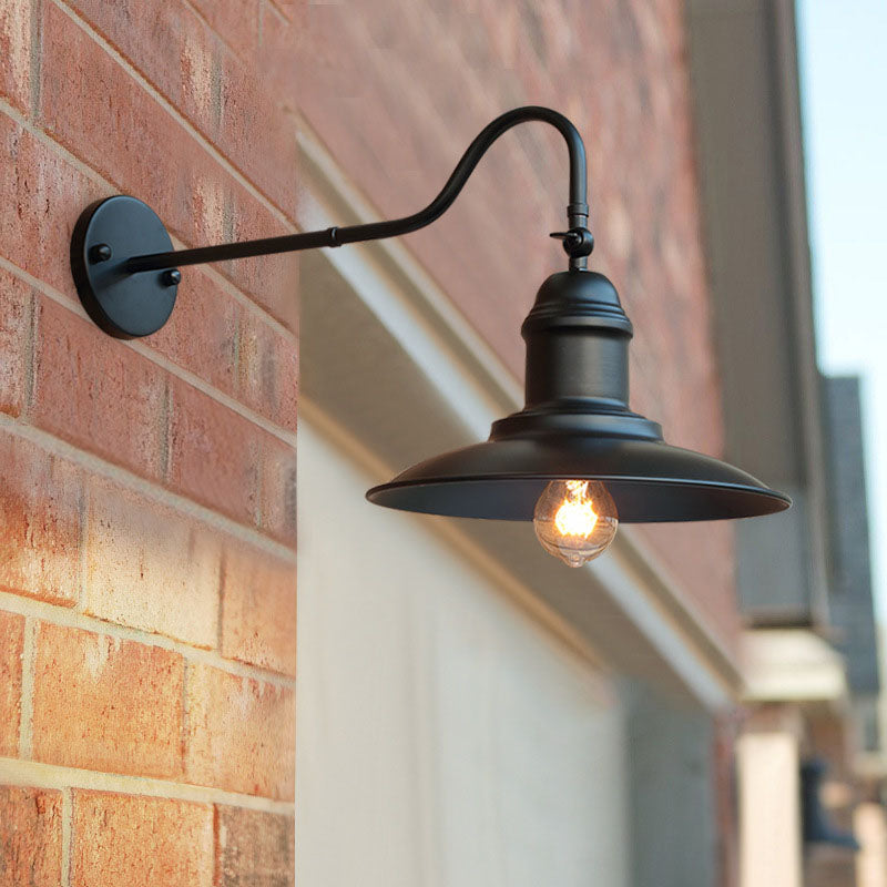 Traditionelle Vintage Horn Eisen 1-Licht Außen Wandlaterne Lampe für Eingangsbereich | Brehn
