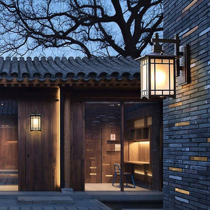Moderner wasserdichter Solar-Aluminium-Chinesischer Pavillon Form 1-Licht-Wand sconces Lampe | Brehn