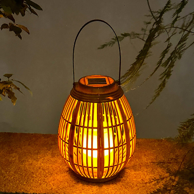 Moderne Art Deco Solar Runde Laterne Rattan LED Außen Landschaftslicht Für Garten | Brehn