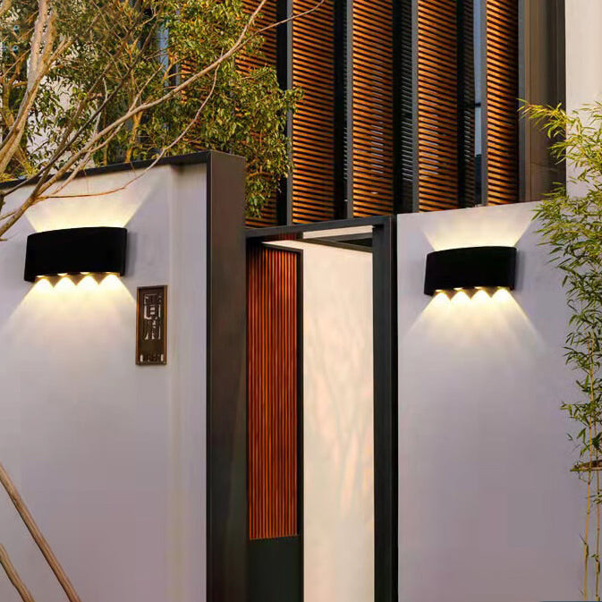 Moderne Outdoor Bogenauf- und Abwärtsstrahler LED Außen wasserdichte Wandleuchte | Brehn