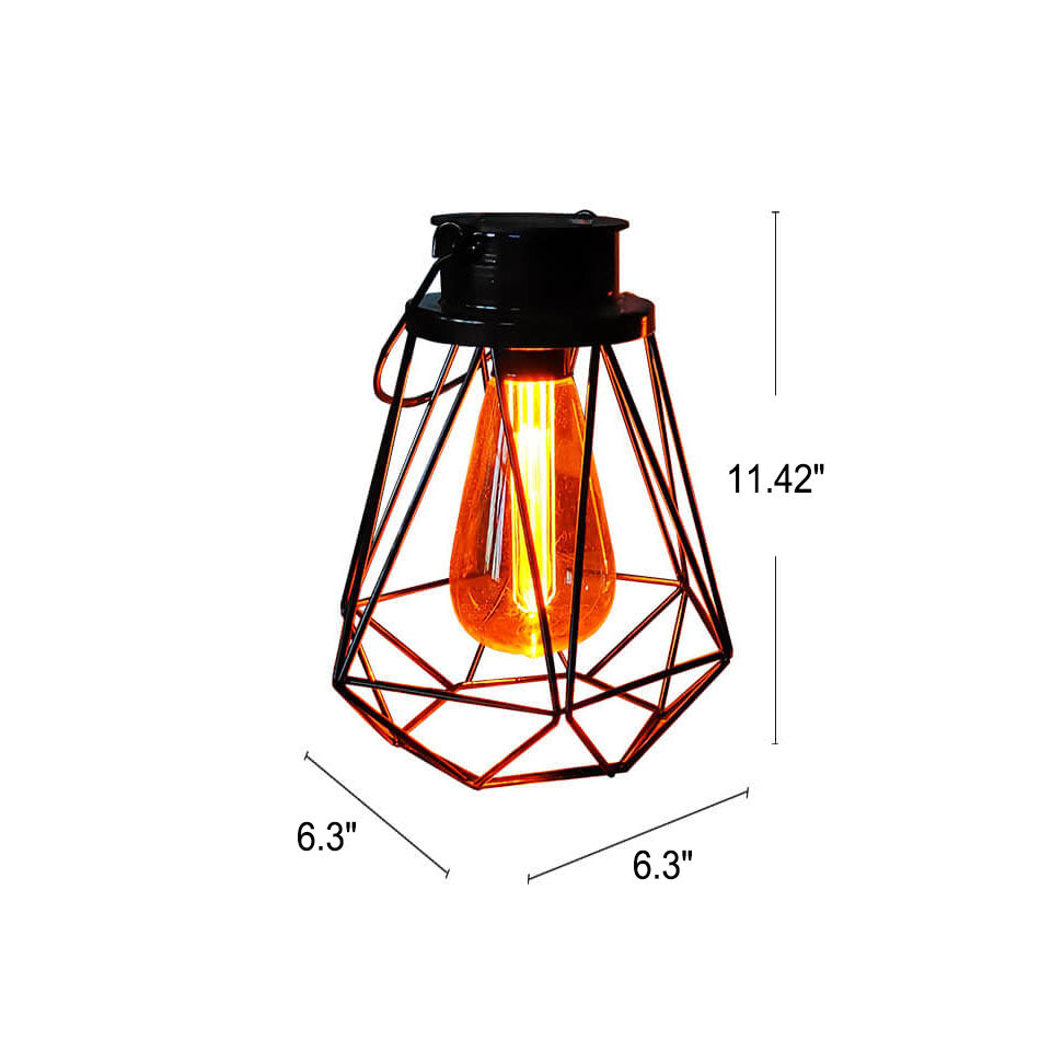 Solar Retro Eisen Laterne Geometrie LED Dekorative Außen Landschaft Licht | Brehn