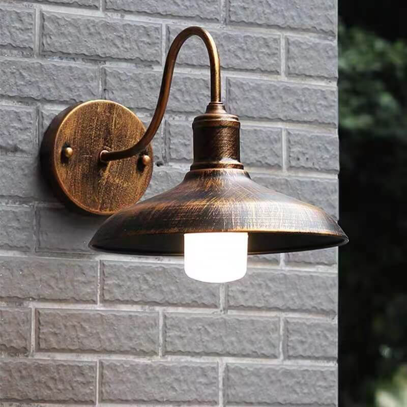 Retro Loft Dome Iron Outdoor Waterproof 1-flammige Wandleuchte mit gebogenem Arm