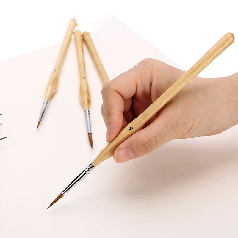 Brehn | 11 Stück Miniatur Detail Pinsel Set mit natürlichem Holzgriff