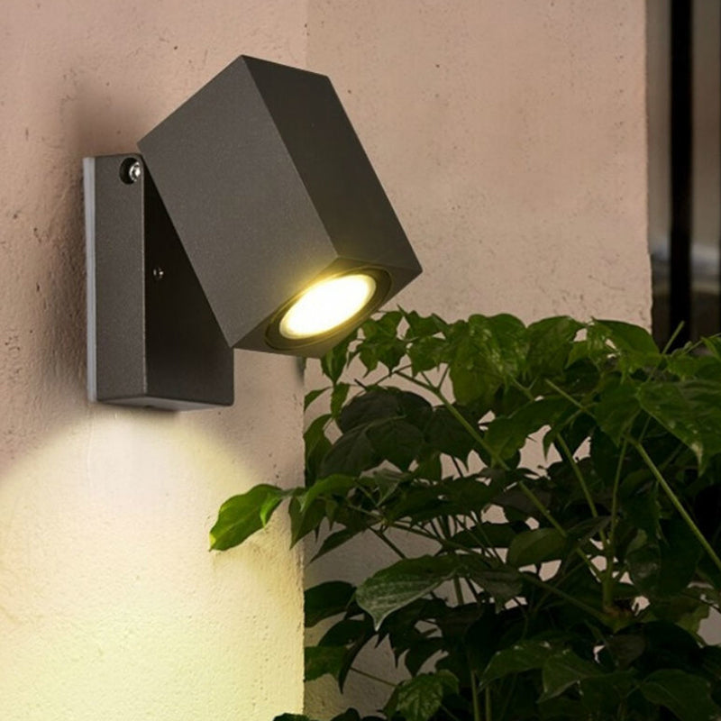 Moderne Einfachheit Wasserdichte Einstellbare Winkel Quadratische Aluminium LED Wandlampe Für Außenpatio | Brehn