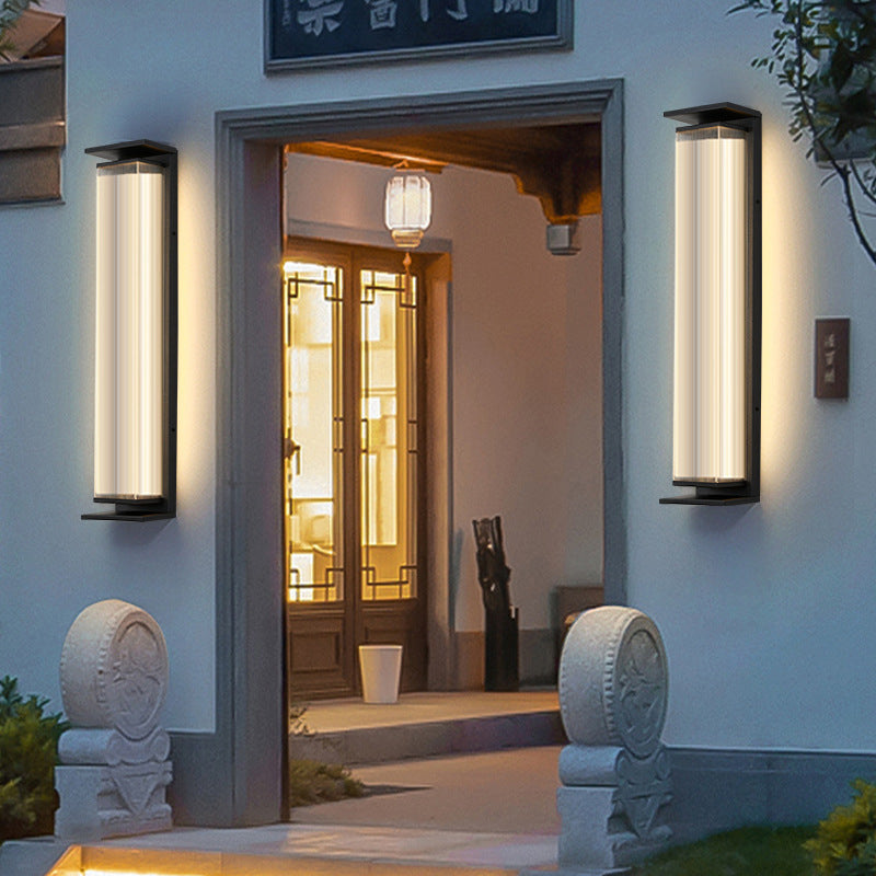 Wasserdichte, rechteckige LED-Wandleuchte aus Edelstahl und Acryl für die Terrasse
