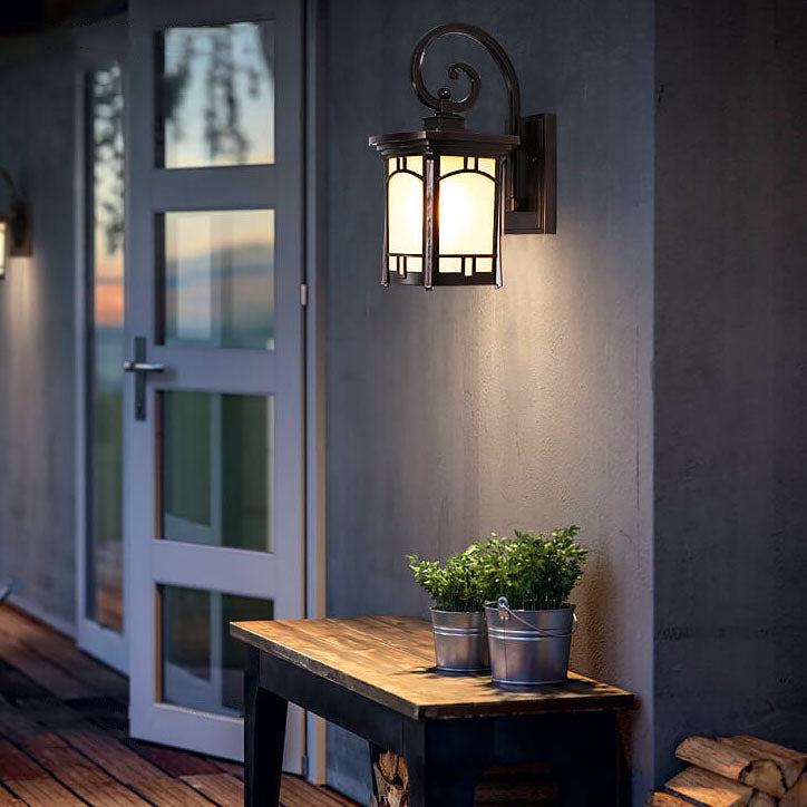 Moderne quadratische Aluminium-Glas-carved 1-Licht Außen wasserdichte Wandlampe | Brehn