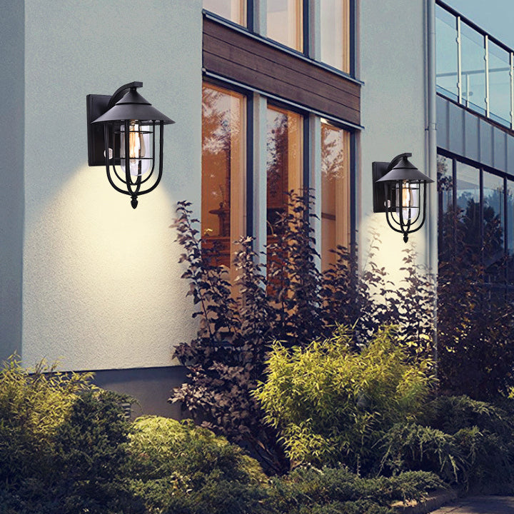 Zeitgenössische industrielle Eisen wasserdichte menschliche Körpersensor 1-Licht Außenwand Sconces Lampe für Außenpatio | Brehn