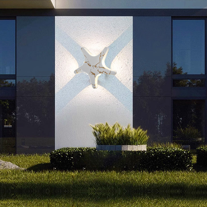 Moderne, schlichte LED-Wandleuchte aus Aluminium im Seestern-Design, wasserdicht, für die Terrasse