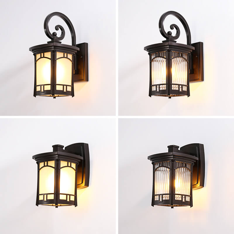 Moderne quadratische Aluminium-Glas-carved 1-Licht Außen wasserdichte Wandlampe | Brehn