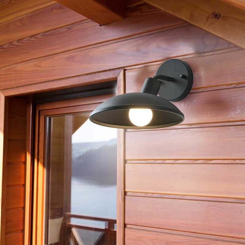 Moderne Minimalistische Wasserdichte Runde Eisen 1-Lampe Wand Sconce Lampe Für Außenpatio | Brehn