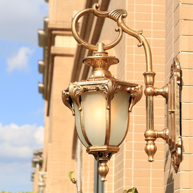 Europäische Retro Aluminium Glas geschnitzte Laterne 1-Licht Außen wasserdichte Wand Sconce Lampe | Brehn