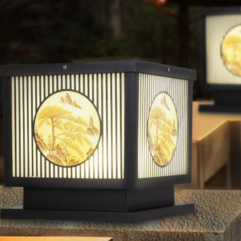 Traditionelle chinesische Aluminium-Glas-Quadrat-LED-wasserdichte Solar-Landschaftsleuchte für den Außenbereich Patio | Brehn
