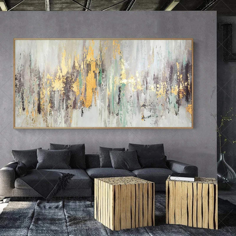 Moderne abstrakte graue beige goldene Wandkunst Fine-Art-Leinwanddrucke Bild für luxuriöse Wohnzimmer Schlafzimmer Kunst für zeitgenössische Innenräume | Brehn