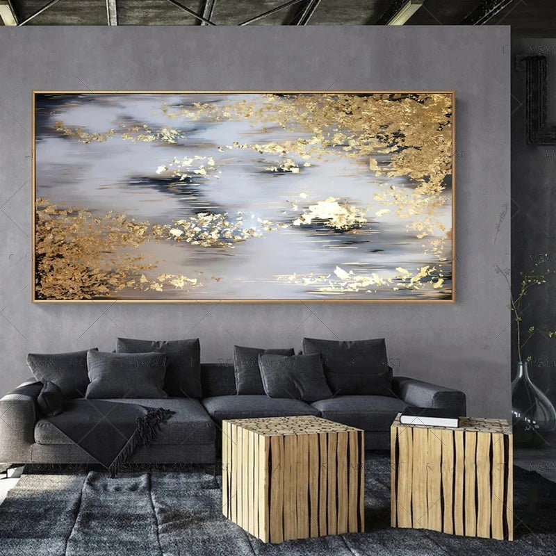 Moderne abstrakte graue beige goldene Wandkunst Fine-Art-Leinwanddrucke Bild für luxuriöse Wohnzimmer Schlafzimmer Kunst für zeitgenössische Innenräume | Brehn