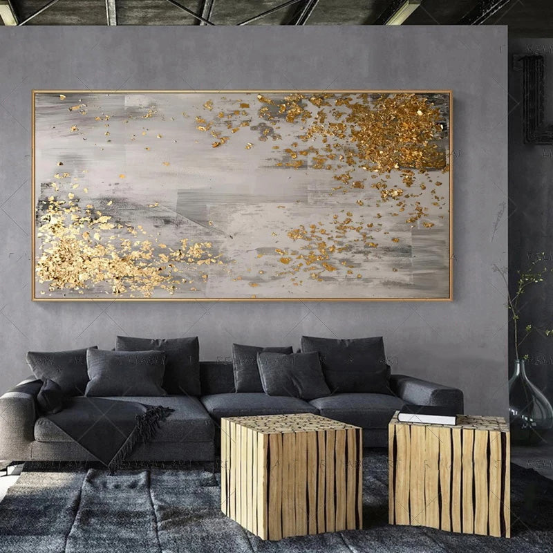 Moderne abstrakte graue beige goldene Wandkunst Fine-Art-Leinwanddrucke Bild für luxuriöse Wohnzimmer Schlafzimmer Kunst für zeitgenössische Innenräume | Brehn
