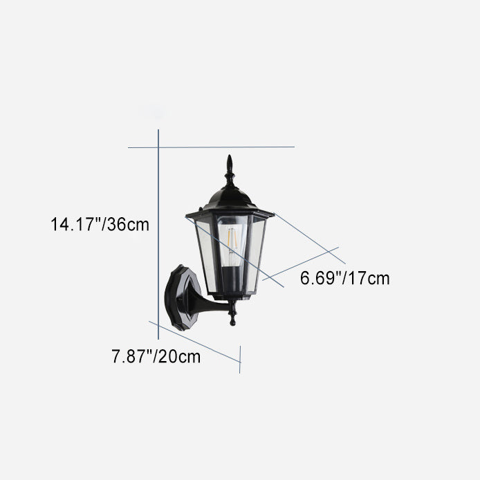 Sechseckige Wandleuchte mit Aluminiumrahmen, mattiertem Glas und einer Lichtquelle für den Außenbereich, geeignet für den Garten