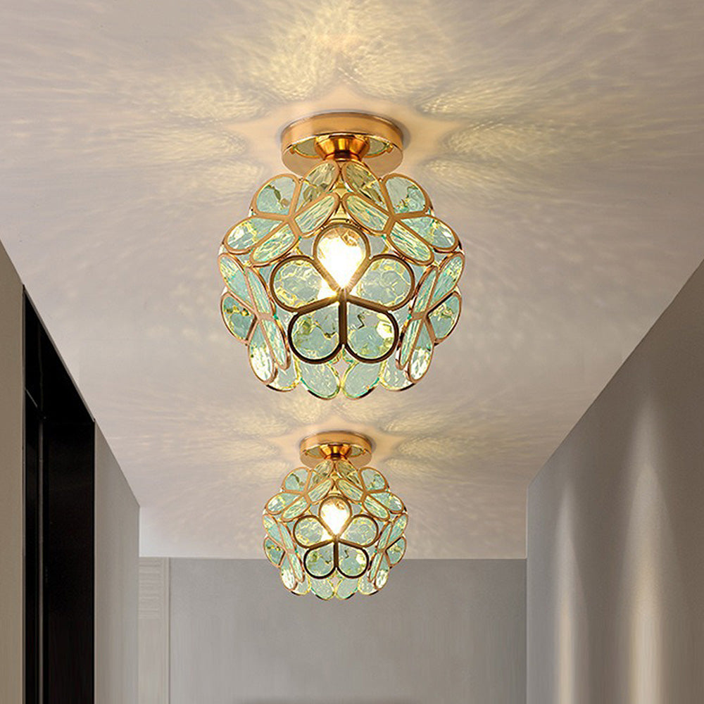 Künstlerische Glasschlussleuchte mit floralem Muster - FlowerHall | Brehn
