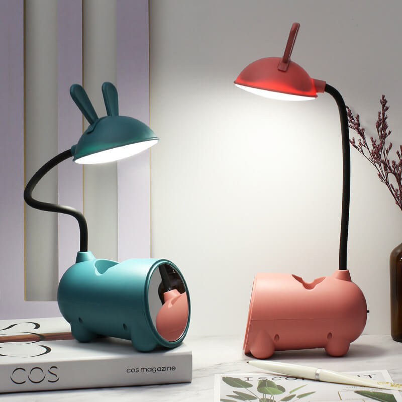 LumoBun Tischleuchte – Niedliche LED-Schreibtischlampe mit Stifthalter und USB-Anschluss