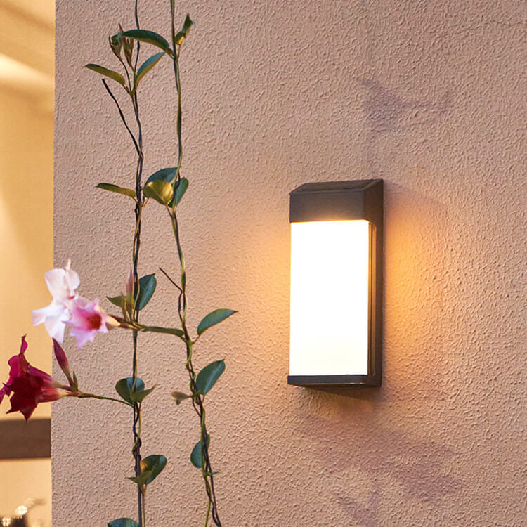 Solar Square LED-Wandleuchte für den Außenbereich, wasserdicht, aus mattiertem Glas