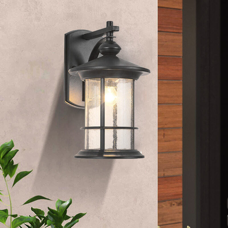 Industrielle Vintage-Wandleuchte mit Blasenglassäule, 1-flammig, wasserdicht, für den Außenbereich